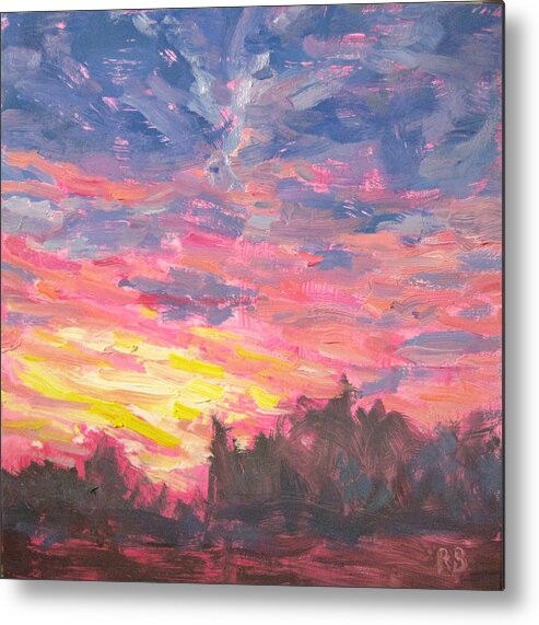 Sky Metal Print featuring the painting Magenta Sky by Robie Benve