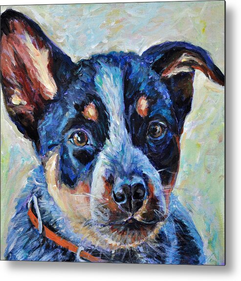 Puppy Metal Print featuring the painting Maggie Mae by Li Newton