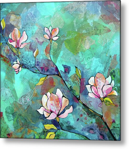 Magnolias Metal Print featuring the painting Magnolias by Shadia Derbyshire