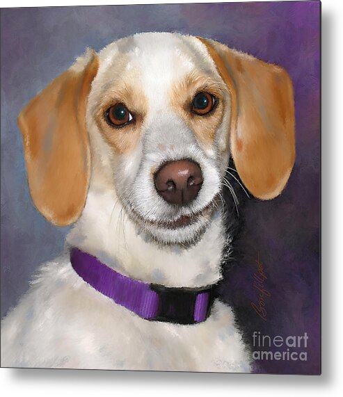 Half Dachshund And All Loved Metal Print featuring the painting Maizy by Bon and Jim Fillpot