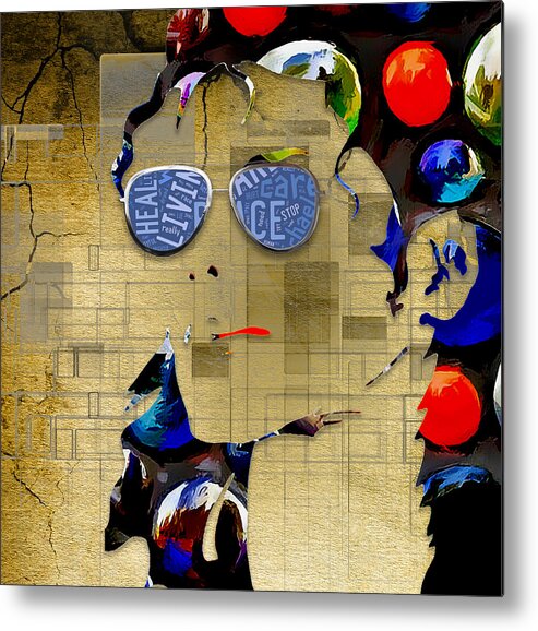 Michael Jackson Art Metal Print featuring the mixed media Make This World A Better Place Michael Jackson by Marvin Blaine
