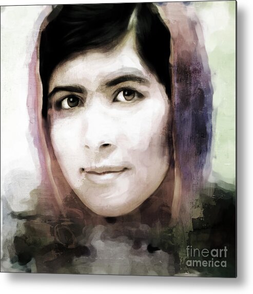 Malala Yousafzai Metal Print featuring the painting Malala Yousaf Zai 10 by Gull G