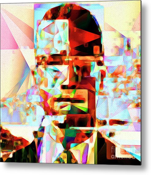 Wingsdomain Metal Print featuring the photograph Malcolm X in Abstract Cubism 20170329 square by Wingsdomain Art and Photography