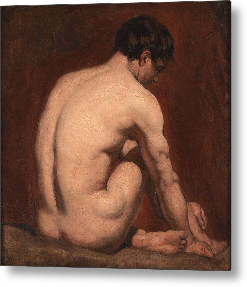  Nude Metal Print featuring the painting Male Nude from the Rear by William Etty