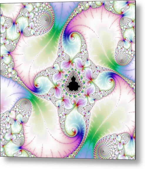 Floral Metal Print featuring the digital art Mandebrot in pastel fractal wonderland by Matthias Hauser