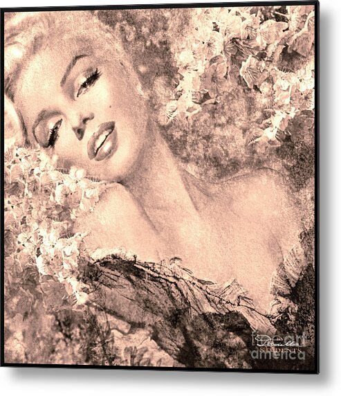 Theo Danella Metal Print featuring the painting Marilyn Cherry Blossom, b sepia by Theo Danella