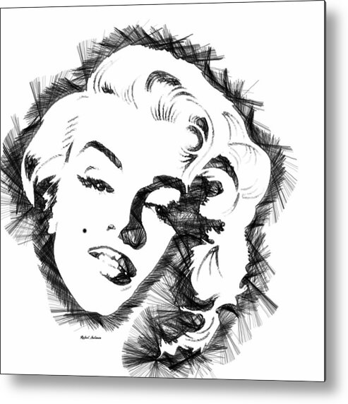 Marilyn Monroe Metal Print featuring the digital art Marilyn Monroe Sketch in Black and White by Rafael Salazar