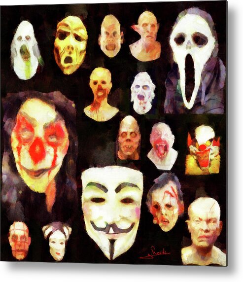 Rossidis Metal Print featuring the painting Masks by George Rossidis