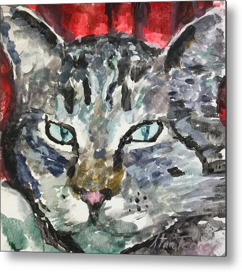 Cat Metal Print featuring the painting Mason by Stan Tenney