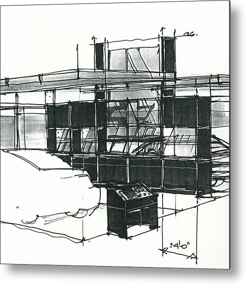 Architecture Showroom Interiors Metal Print featuring the drawing Media Center by Andrew Drozdowicz