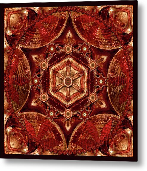 Art. Kaleidoscope Metal Print featuring the digital art Meditation in Copper by Deborah Smith