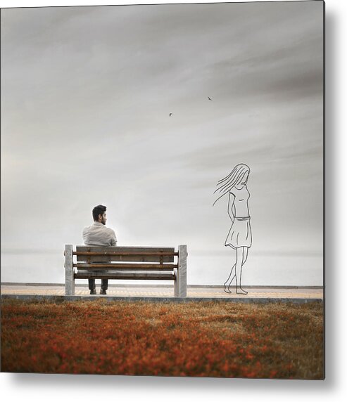 Bench Metal Print featuring the photograph Memory II by Hossein Zare