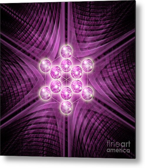 Metatron Metal Print featuring the digital art Metatron's Cube atomic by Alexa Szlavics