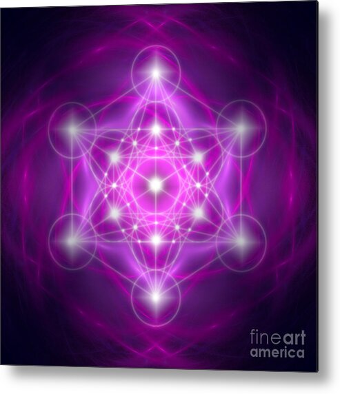 Metatron Metal Print featuring the digital art Metatron's Cube purple by Alexa Szlavics