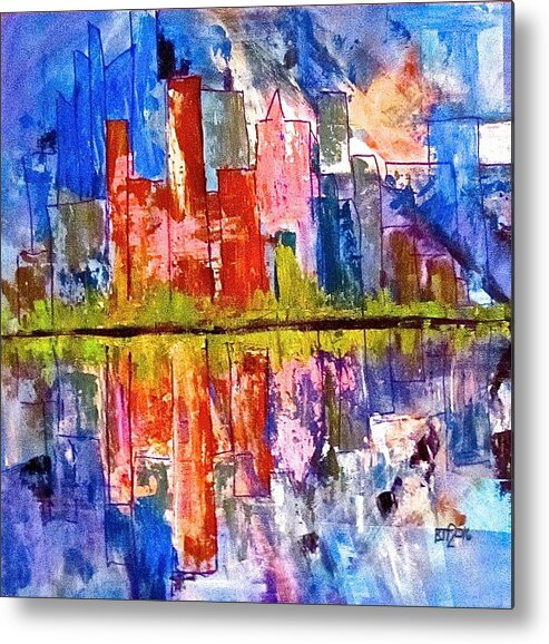 City Metal Print featuring the painting Metropolis by Barbara O'Toole