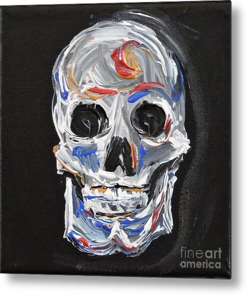Skulls Metal Print featuring the painting Micro Happy Skull by Pedro Flores