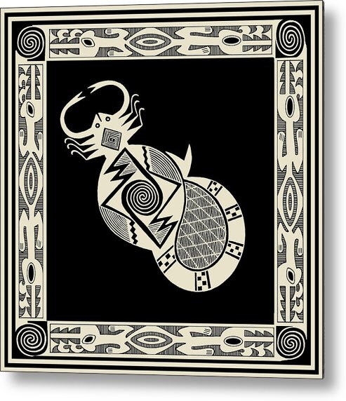 Southwest Decor Metal Print featuring the digital art Mimbres Scorpion with Dragons by Vagabond Folk Art - Virginia Vivier