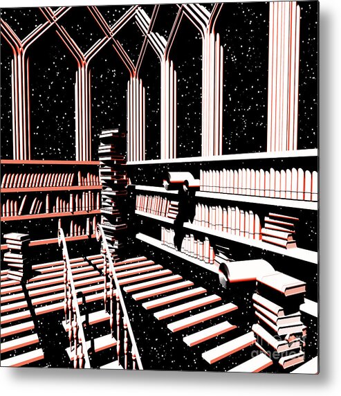 Mind Library Metal Print featuring the digital art Mind Library Glowing by Russell Kightley