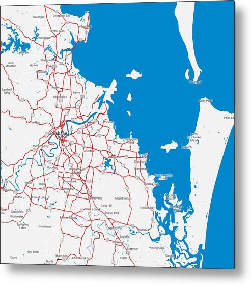 Vector Metal Print featuring the painting Minimalist Modern Map of Brisbane, Australia 6 by Celestial Images
