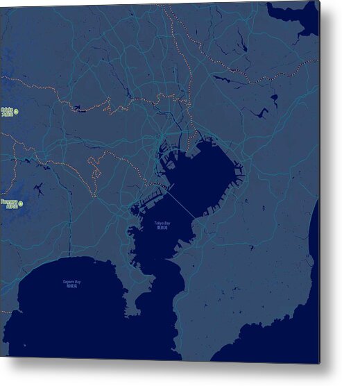 Vector Metal Print featuring the painting Minimalist Modern Map of Tokyo, Japan 4 by Celestial Images