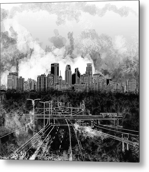 Minneapolis Metal Print featuring the painting Minneapolis Skyline Abstract 2 by Bekim M