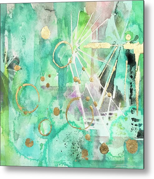 Mint Watercolor Metal Print featuring the painting Mint Bling by Roleen Senic