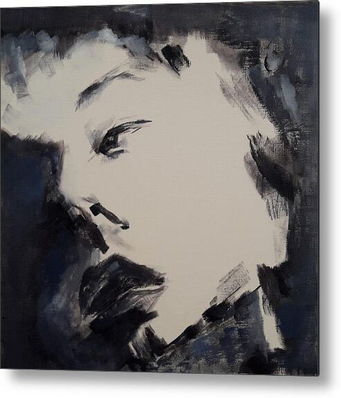 Face Metal Print featuring the painting Misty Blue by Christel Roelandt