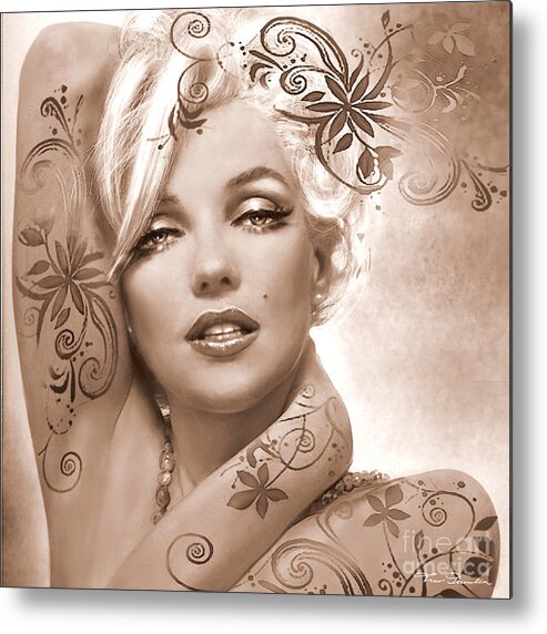 Theo Danella Metal Print featuring the painting MM 127 Deco Sepia by Theo Danella