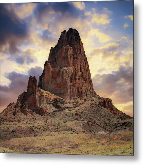 Landscape Prints Metal Print featuring the photograph Monolith Sunset - American Southwestern Landscape - Square Format by Gregory Ballos