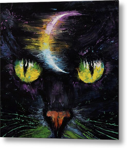 Cat Metal Print featuring the painting Moon Cat by Michael Creese