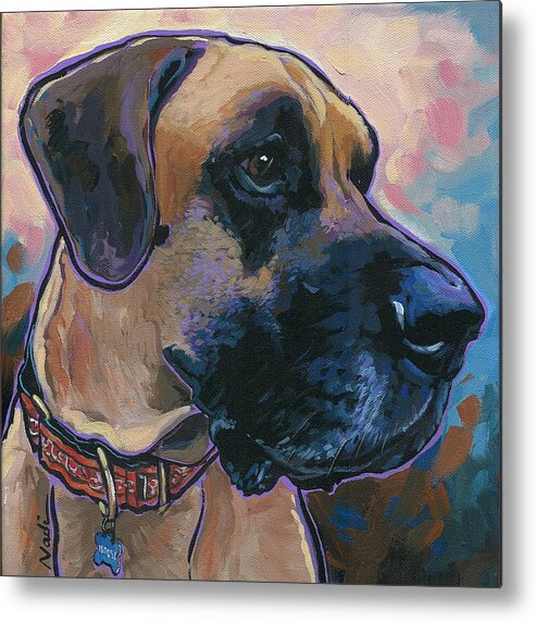 Great Dane Metal Print featuring the painting Moose by Nadi Spencer