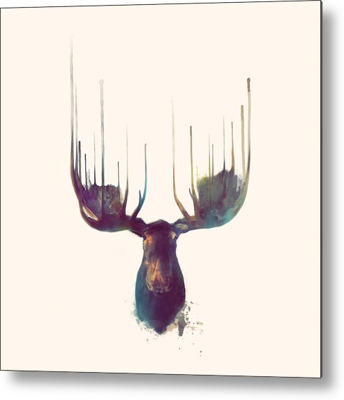 Animal Metal Print featuring the painting Moose // Squared Format by Amy Hamilton