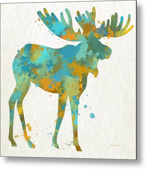 Moose Metal Print featuring the mixed media Moose Watercolor Art by Christina Rollo