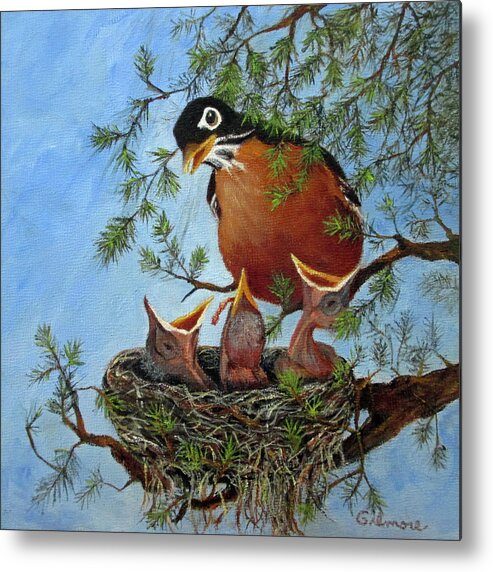 Wildlife Metal Print featuring the painting More Food by Roseann Gilmore
