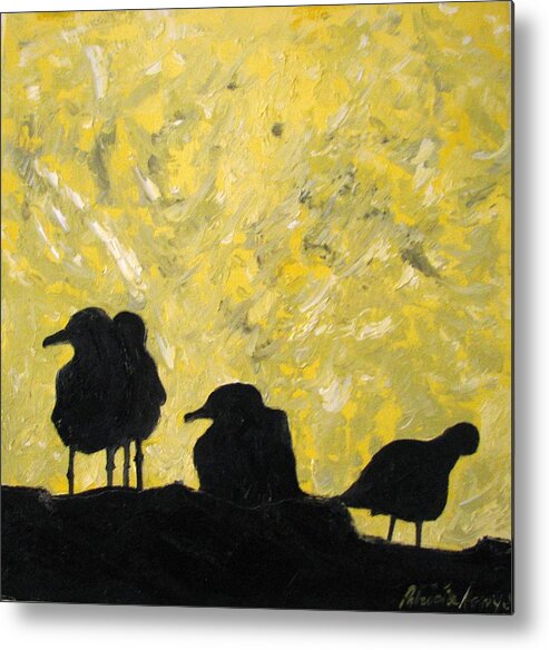 Birds Metal Print featuring the painting Morning Birds by Patricia Arroyo