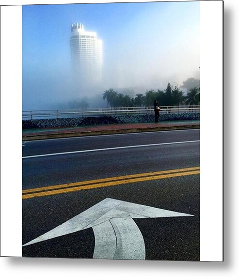 Miamiphotographer Metal Print featuring the photograph Morning Fog At Miami Beach by Juan Silva