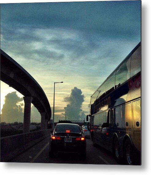  Metal Print featuring the photograph Morning Traffic On Palmetto With by Juan Silva