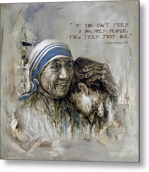 Mother Teresa Metal Print featuring the painting Mother Teresa Portrait by Gull G