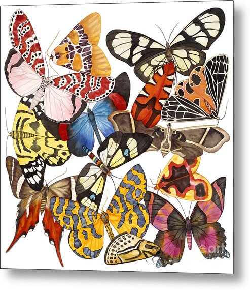 Moths Metal Print featuring the painting Moths and More Moths by Lucy Arnold