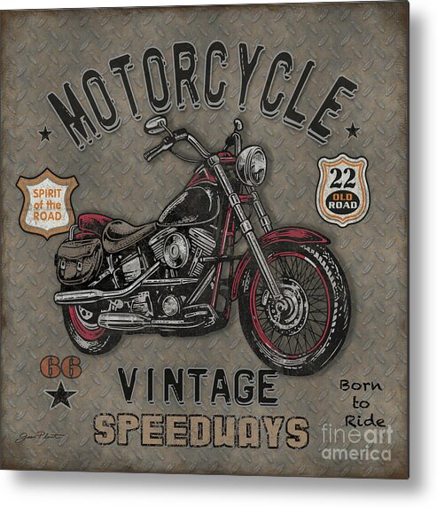 Motorcycle Metal Print featuring the digital art Motorcycle Speedway-A by Jean Plout
