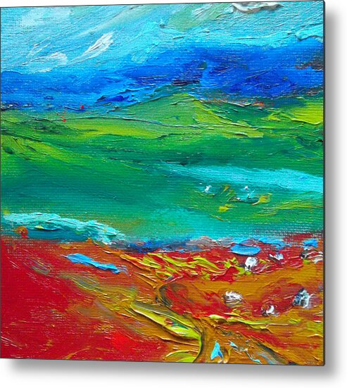 Abstract Metal Print featuring the painting Mountain View by Susan Esbensen