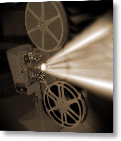 Vintage Metal Print featuring the photograph Movie Projector by Mike McGlothlen