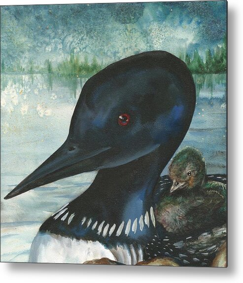 Loon Metal Print featuring the painting Mr. Moon by Sheri Jo Posselt