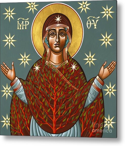 Mother Of God Metal Print featuring the painting Mt Sinai Theotokos the Burning Bush 131 by William Hart McNichols