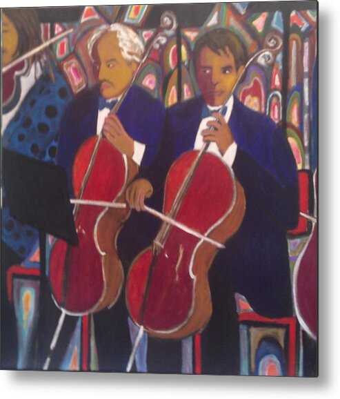 Music Metal Print featuring the painting Musicians by Fran Steinmark