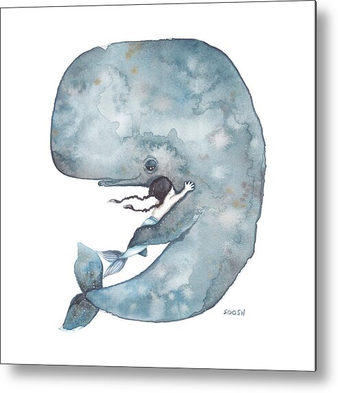 Illustration Metal Print featuring the painting My Whale by Soosh 