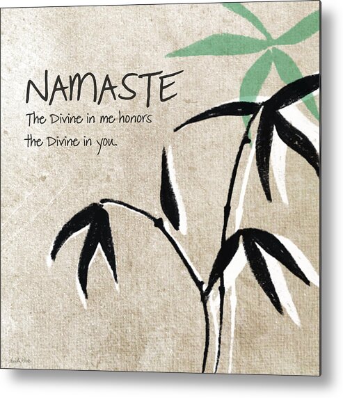 Namaste Metal Print featuring the painting Namaste by Linda Woods