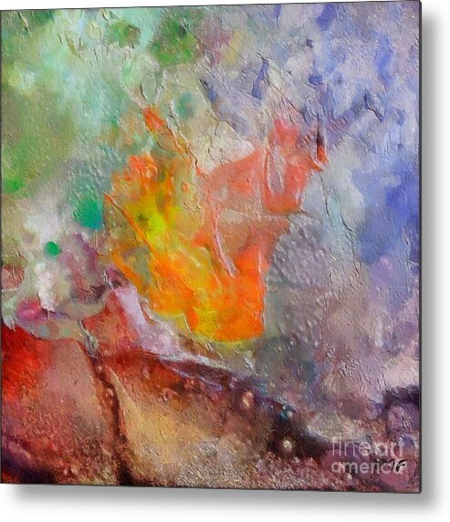 Abstract Metal Print featuring the painting Nebula Volar by Dragica Micki Fortuna