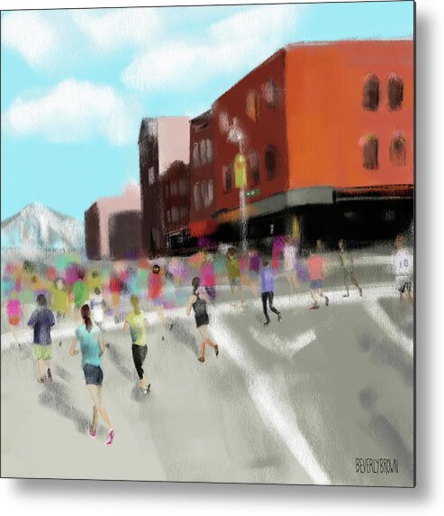 New York Metal Print featuring the painting New York City Marathon by Beverly Brown