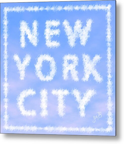  Metal Print featuring the painting New York City Skywriting Typography by Georgeta Blanaru